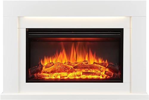 CrownFlame cheminée électrique Xerxes - Avec chauffage 1000/2000 W, effet  flamme 3D, éclairage LED, télécommande programmable, minuterie, thermostat  - Blanc - Cheminée électrique - Achat & prix