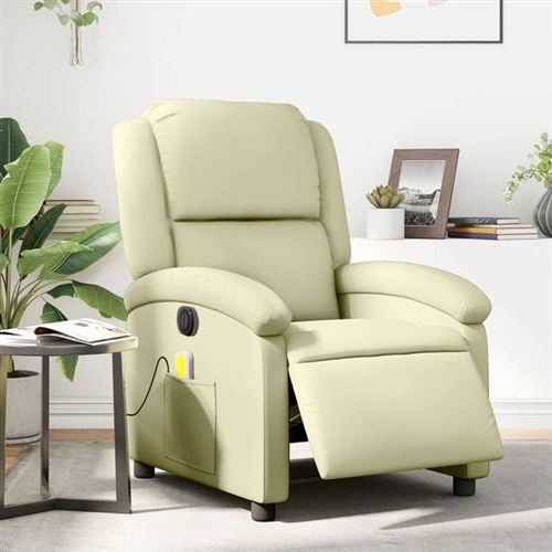 Non Communiqué Beige Vidaxl Fauteuil De Massage, Relaxation Électrique Echt Leer Crème