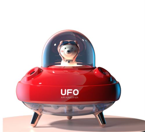 Humidificateur d'air UFO Mini Veilleuse FONGWAN Rechargeable pour Bébé - Rouge 400ml