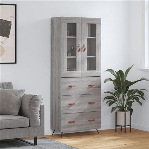 vidaXL - Buffet Haut - Armoire de Rangement - Moderne - Gris - Image 2