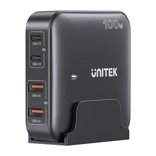 UNITEK Chargeur secteur gan 2x usb type c et 2x usb type a 100 watts - noir