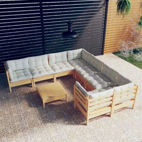 Non Communiqué Beige Salon De Jardin Modulable Vidaxl Bois 12 Personnes 9 Pieces