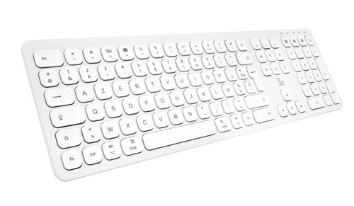 Clavier Bluetooth pour Mac sans Fil Rechargeable - Design Ultra Mince en Aluminium - Touches Silencieuses - Autonomie 90h - pour Mac & iPad - Clavier AZERTY Mac (Blanc)