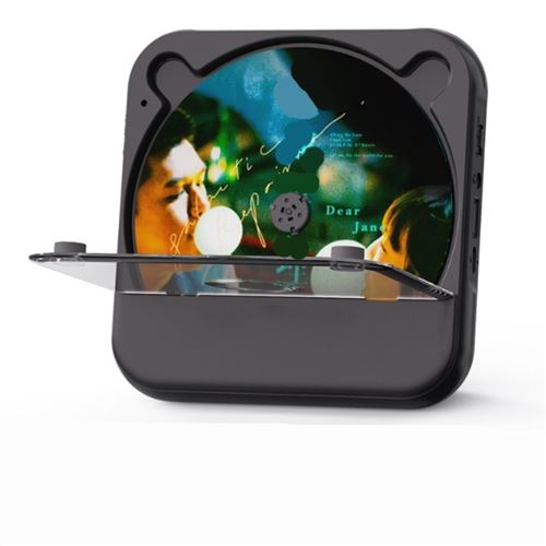 Brightake Lecteur CD Bluetooth 8 en 1 avec haut-parleur, portable, hi-fi, rechargeable, télécommande, radio FM, protection contre la poussière, affichage LED, noir