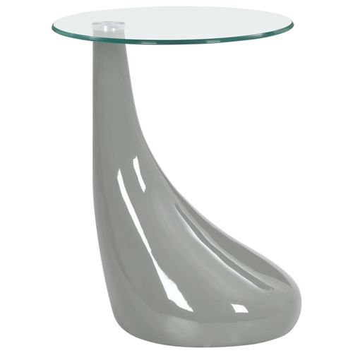 vidaXL Table basse avec dessus de table en verre rond Gris brillant