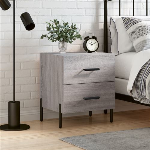 vidaXL - Table de chevet - Moderne - Gris - Image 3