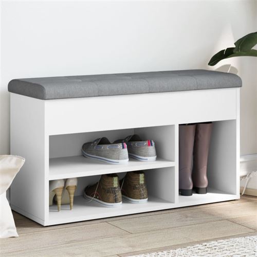 vidaXL Banc à chaussures blanc 82x32x45,5 cm bois d'ingénierie