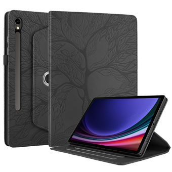 Étui pour FLOODKING tablette Samsung Galaxy Tab S10 , bouton rotatif à 360 degrés, design embossé, Noir - 1