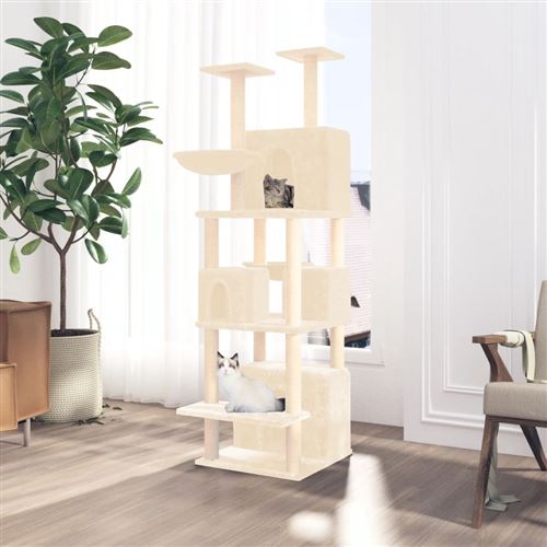 171600  vidaXL Arbre à chat avec griffoirs en sisal Crème 180 cm