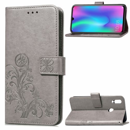 Etui en PU peuplement de trèfles gris pour votre Huawei P Smart (2019)