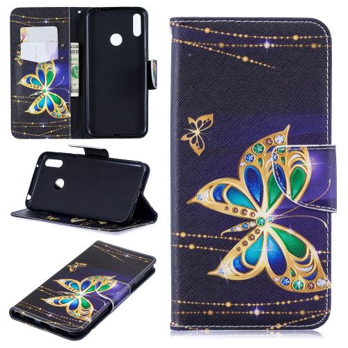 Etui en PU impression de motifs papillon colorisé pour votre Huawei Y7 (2019)