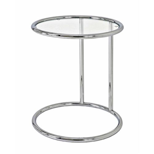 Bout de canapé rond acier chromé/verre trempé H55cm BUBBLE
