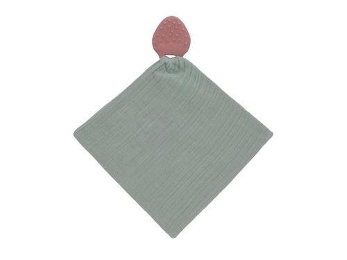 Lassig - Doudou avec anneau de dentition caoutchouc naturel Fraise -