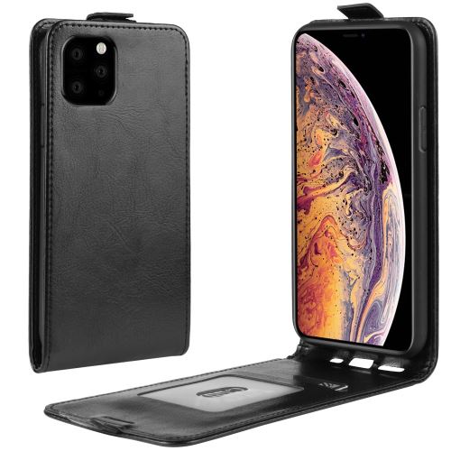 Etui en PU flip vertical avec fente pour carte noir pour votre Apple iPhone 6.5 pouces (2019)