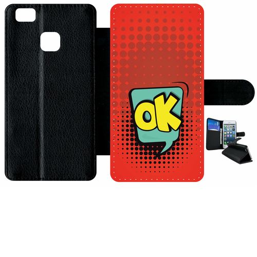 Etui À Rabat Huawei P9 Lite Ok Fond Rouge