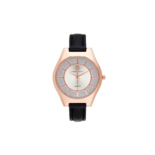 Montre Femme CXL à Quartz Cadran Argenté 36 mm Et Bracelet Noir En PU CXLS18044-RGN