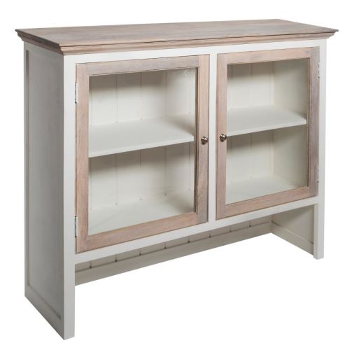 Haut de buffet coloris blanchi en bois - L. 140 x l. 40 x H. 120 cm -PEGANE-