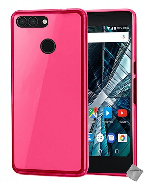 Housse etui coque pochette silicone gel fine pour Archos Sense 50 DC 50DC avec film ecran - ROSE