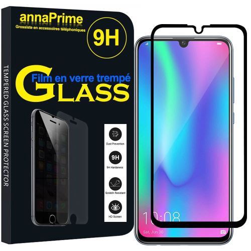 1 Film Vitre Verre Trempé de protection d'écran pour Huawei Honor 10 Lite 6.21 HRY-AL00/ HRY-AL00a/ HRY-TL00 - NOIR