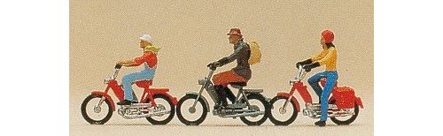 Riders on Mopeds (3) HO Scale Preiser Models