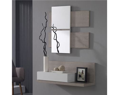 Meuble entrée couleur bois clair et blanc moderne UDSON - L 80 x P 30,5 x H 30,5 cm