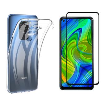 Protection intégrale 360 degres pour Xiaomi Redmi Note 9 2020 : Coque Transparente ET Protection écran FULL Cover noir - 1