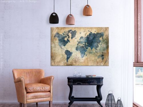 Tableau - Retro Map (1 Part) Wide .Taille : 120x80