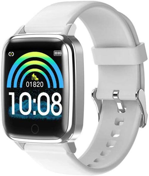 Montre Connectée CHRONUS pour Femmes Homme Sport Avec Étanche Moniteur Fréquence Cardio Fitness Tracker d'Activité pour iOS Android-Blanc