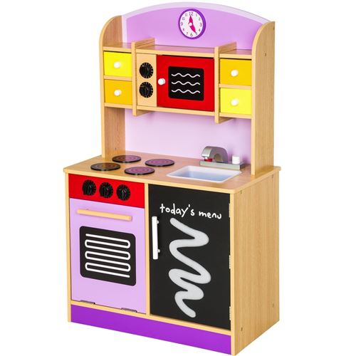 Cuisine dinette cuisinière en bois pour enfant jeux jouet moderne jeu du rôle d'imitation chef set kit orange violet