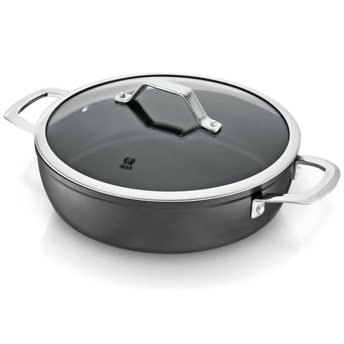 cocotte anti-adhésive ovale en aluminium forgé avec couvercle en verre 30cm TITAN