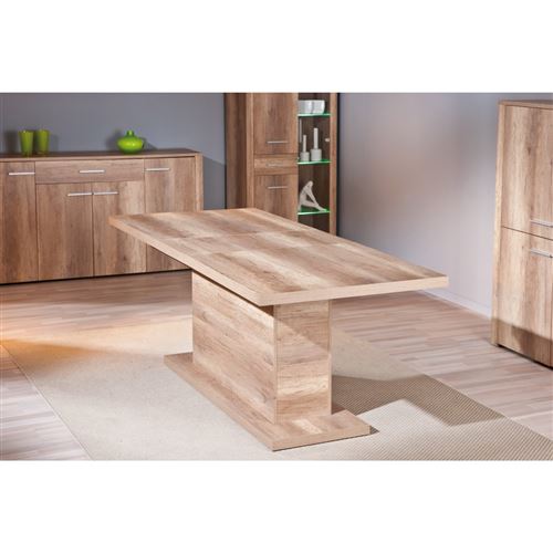 174 01 Sur Myca Chene Table Pied Central Avec Allonge Achat