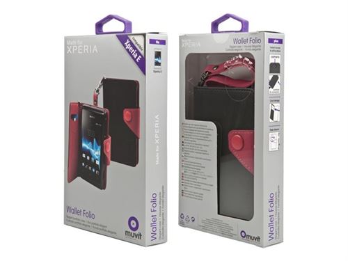 Ascendeo Wallet Folio - Flip cover voor mobiele telefoon - roze - voor Sony XPERIA E