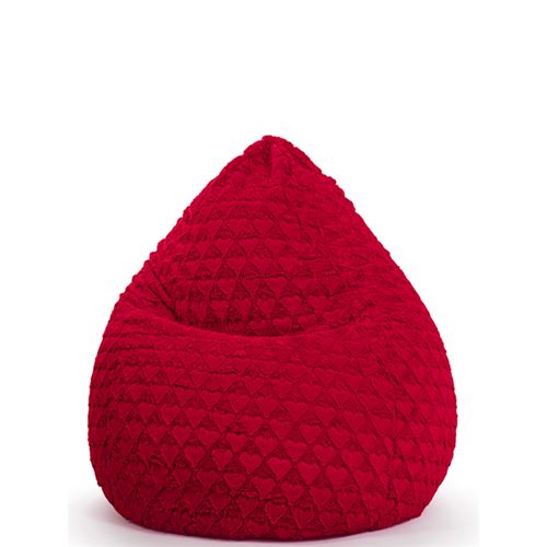 Pouf Fluffy Hearts L rouge