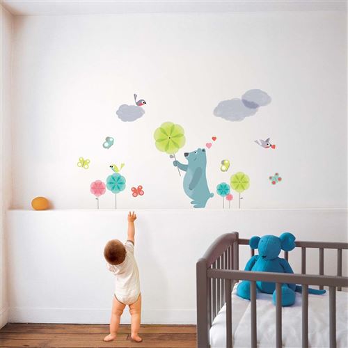 Nouvelles Images - Sticker mural ours bleu