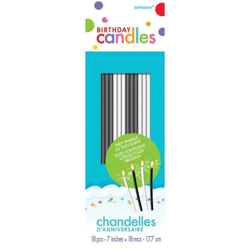 Amscan bougies d'anniversaire Black & White17,7 cm 18 pièces