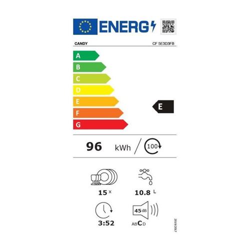 Candy Brava CF 5E3D3FB - Lave-vaisselle - WiFi - largeur : 60 cm - profondeur : 60 cm - hauteur : 84.5 cm - noir