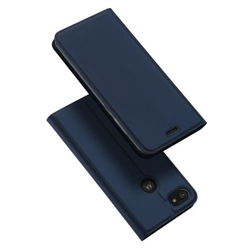 Etui en PU + TPU avec support et porte-carte bleu pour votre Motorola Moto E6 Play