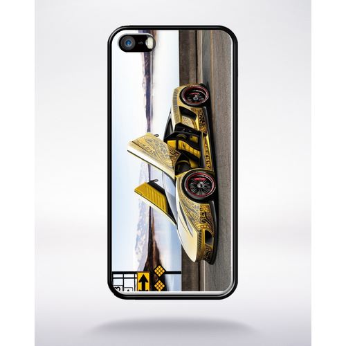 Coque Tuning Voiture Jaune Compatible Apple Iphone 5 Bord Noir Silicone