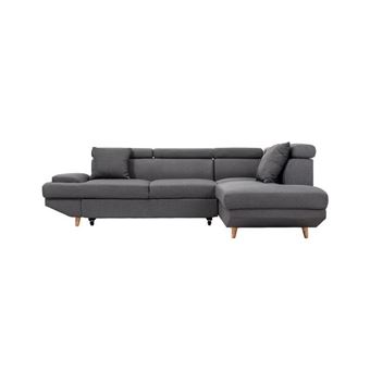 Tomas Canapé Dangle Droit Convertible 4 Places Tissu Gris Anthracite Scandinave L 249 X P 82 175 Cm