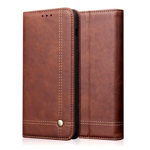 Etui en PU peau de cheval fou auto-absorbée avec support café pour votre Huawei Honor 9X/9X Pro