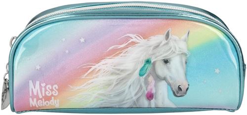 Miss Melody pochette Regenboogfilles 20cm polyester turquoise
