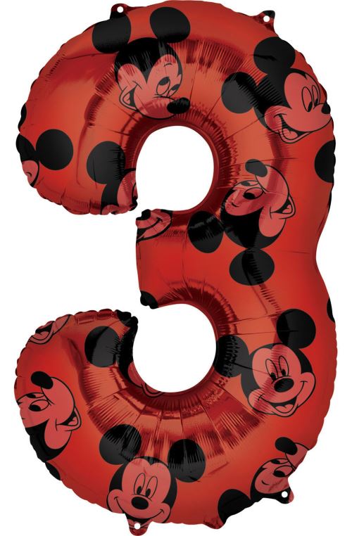Amscan ballon d'aluminium Mickey Mouse 3 ans junior 43 x 66 cm rouge