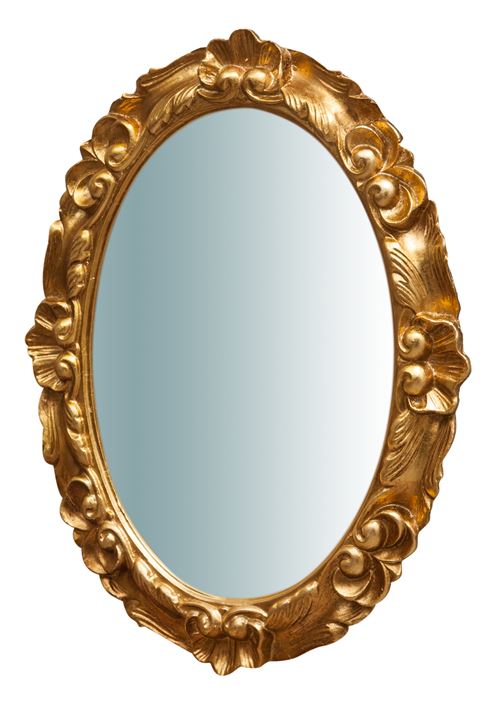 Miroir Mural À Accrocher En Bois Finition Blanche Vieillie L25Xpr2, 5Xh31Cm Made In Italy
