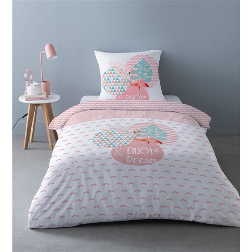 CPM - Parure de lit enfant design Pina Pinki - 100% Coton - 140 x 200 cm - Rose - Pina Pinky