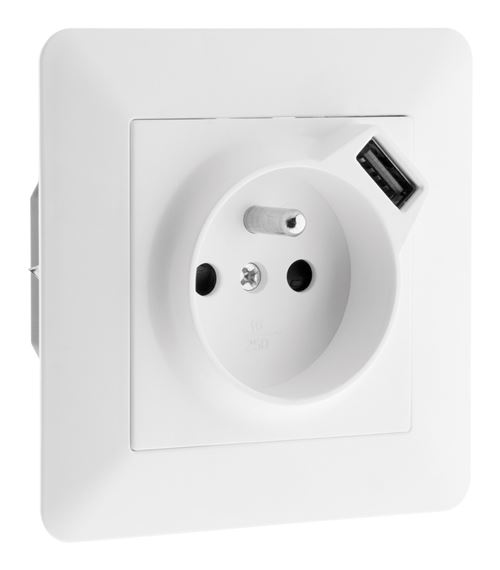 Générique Blanc Prise 2P+T + Usb 2,4A Artezo - Zenitech