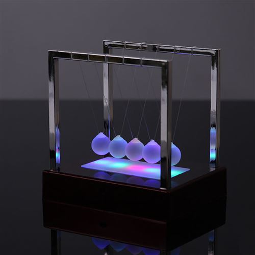 Jeu de réflexion hj1 Newton Cradle LED allume les jouets scientifiques du bureau à domicile à énergie cinétique - Rouge