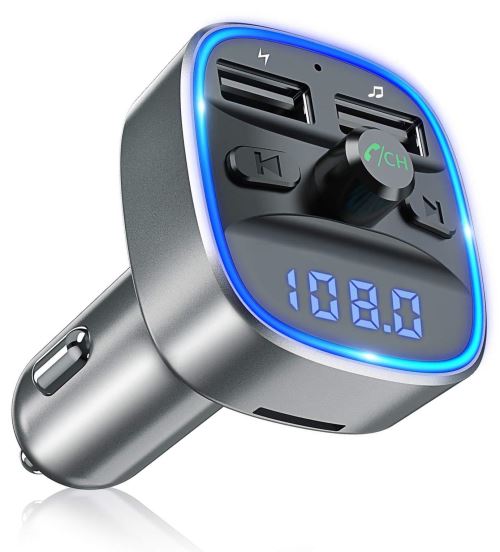 Kongnijiwa FM12B 1,44 Pouces LCD Bluetooth de Voiture Pouces Lecteur MP3 Bluetooth Mains Libres Transmetteur sans Fil Adaptateur FM Radio USB Chargeur Allume-Cigare Télécommande 