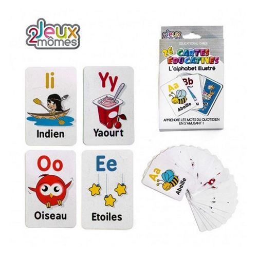 Set 26 Cartes Educatives Alphabet Illustre En Francais - Autres jeux  d'éveil - Achat & prix