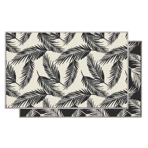 Tapis deco rectangle 50 x 80 cm tisse reversible copalme Noir/blanc