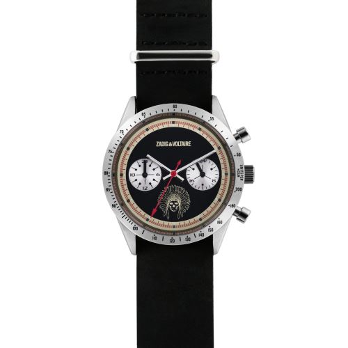 Montre Mixte Zadig & Voltaire Cadran 36mm En Steel Noir Et Bracelet Noir En Cuir ZVM107